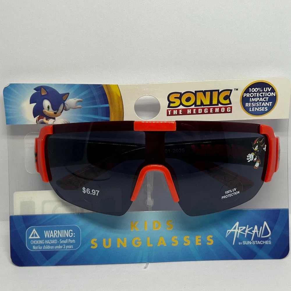 Sonic the Hedgehog Shadow Kids Sunglasses Black Red Wrap Shield NEW Summer Beach